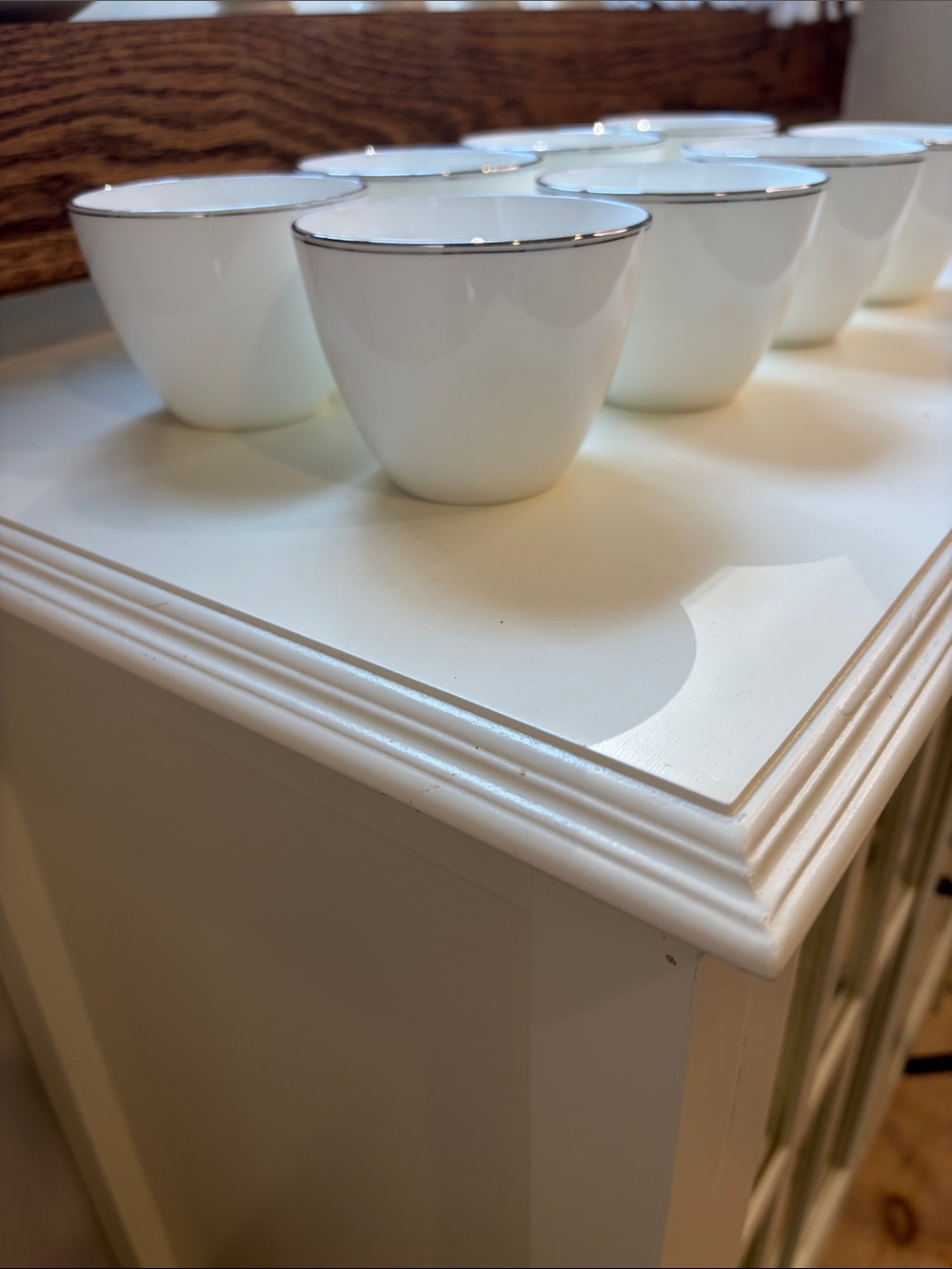 Wedgwood Doric White Ceramic Teacup set with Platinum edge-FLAWLESS!